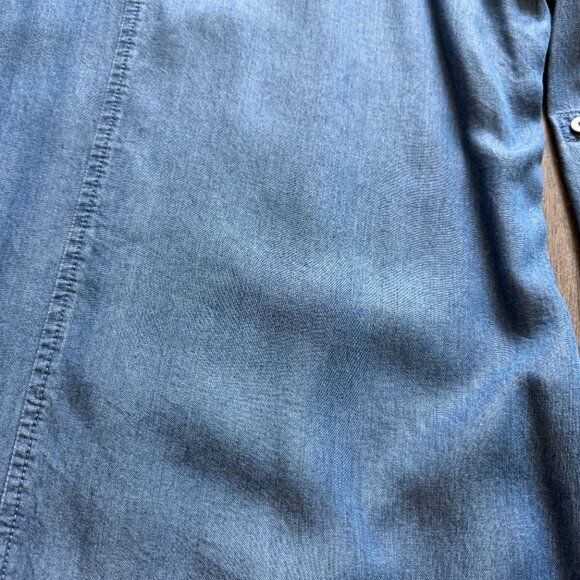 J. Jill Chambray Denim Shirt Dress Button Front Long Sleeve Casual Midi-Size L - Picture 5 of 13